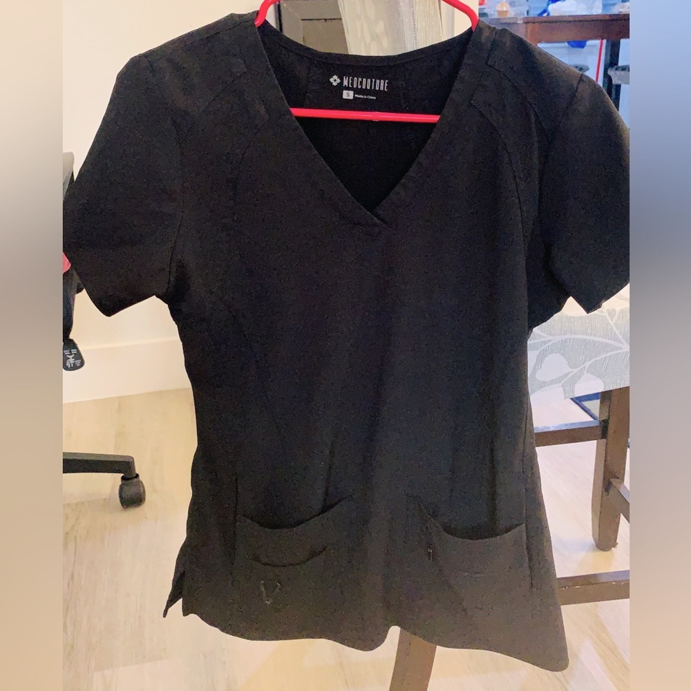 Med Couture “Active” Scrub Top. Black. Size small.